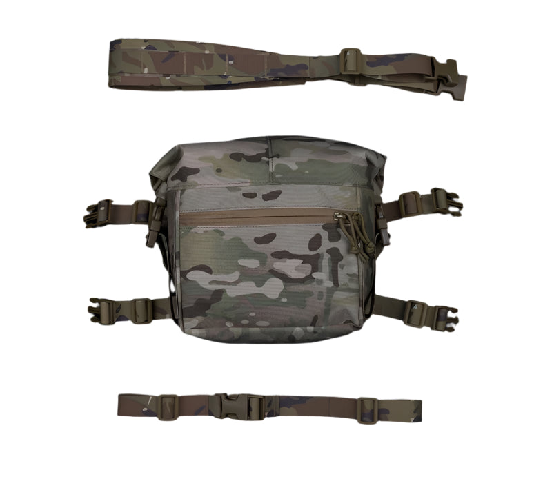 Erebus Industries MKII Expansion Pack in multicam pattern, front view, highlighting included harness and waist strap