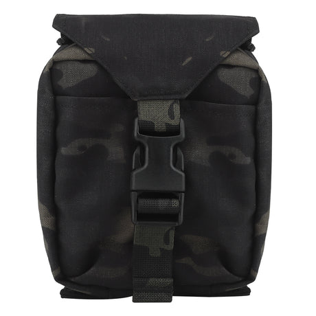 Erebus industries Freeman Medical pouches, Ifak, Molle pouch. Front view. in multicam black pattern.