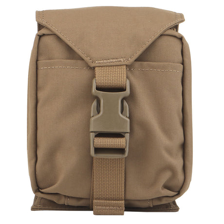 Erebus industries Freeman Medical pouches, Ifak, Molle pouch. Front view. in coyote brown color.