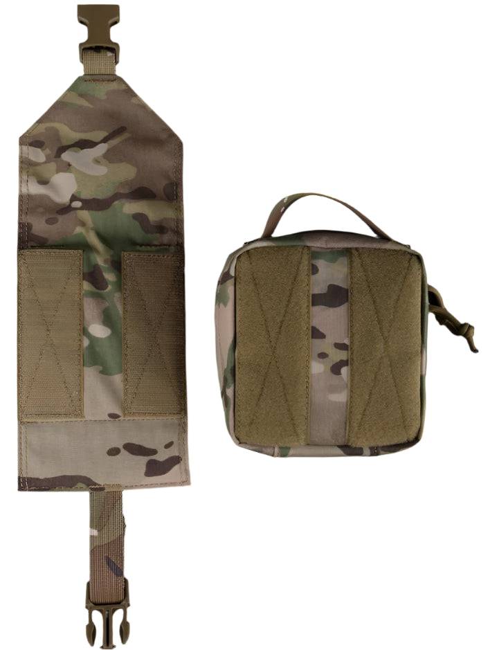 Erebus industries Freeman Medical pouches, Ifak, Molle pouch. Opened view, pouch out of sleeve. Detached molle.