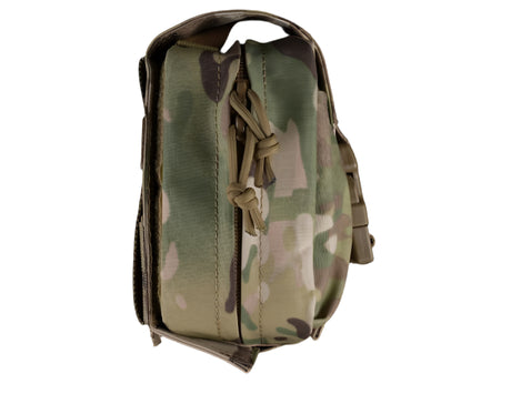 Erebus industries Freeman Medical pouches, Ifak, Molle pouch. side view. in multicam pattern.