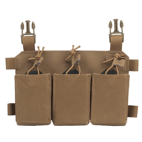 erebus industries slick triple 556 rifle magazine pouch for plate carriers and chest rigs, in coyote brown color front side