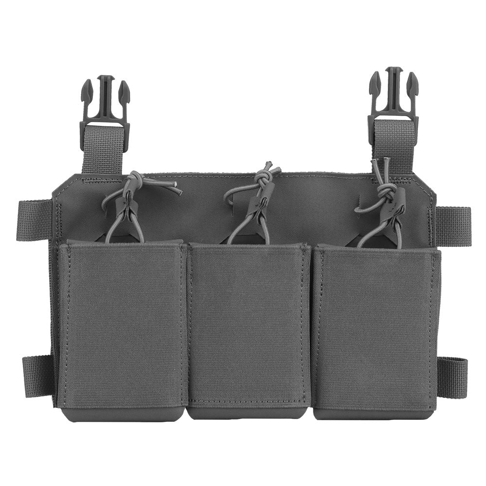 erebus industries slick triple 556 rifle magazine pouch for plate carriers and chest rigs, wolf grey color front side