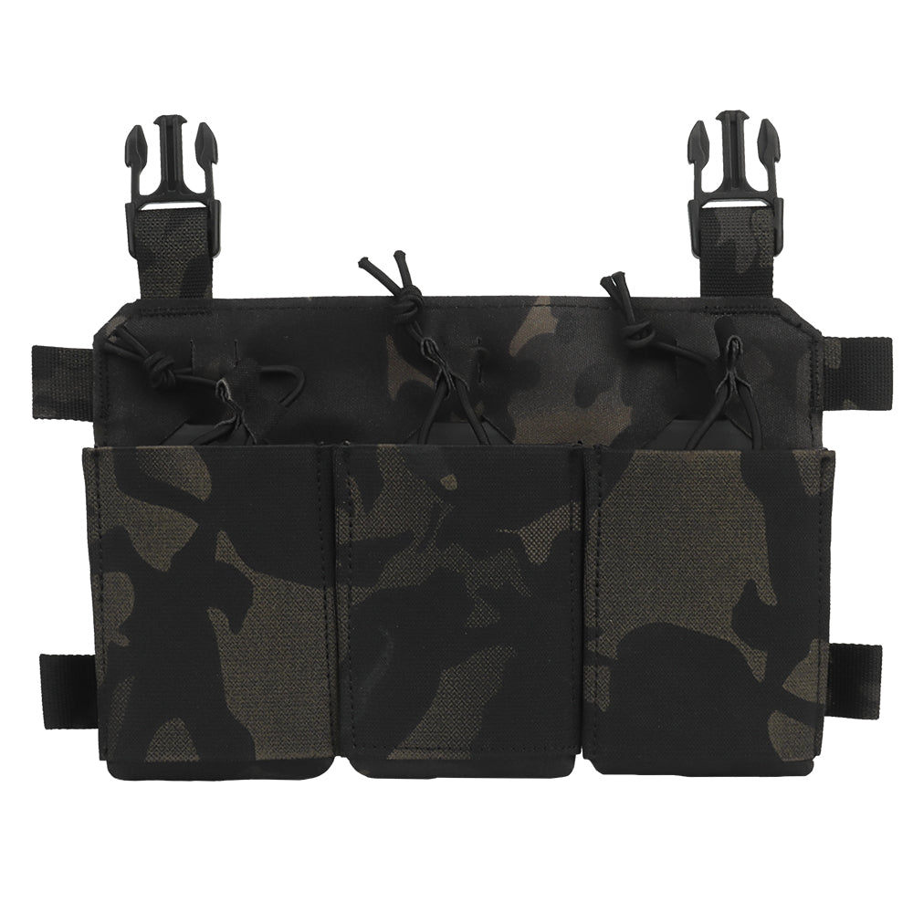 erebus industries slick triple 556 rifle magazine pouch for plate carriers and chest rigs, in multicam black pattern front side