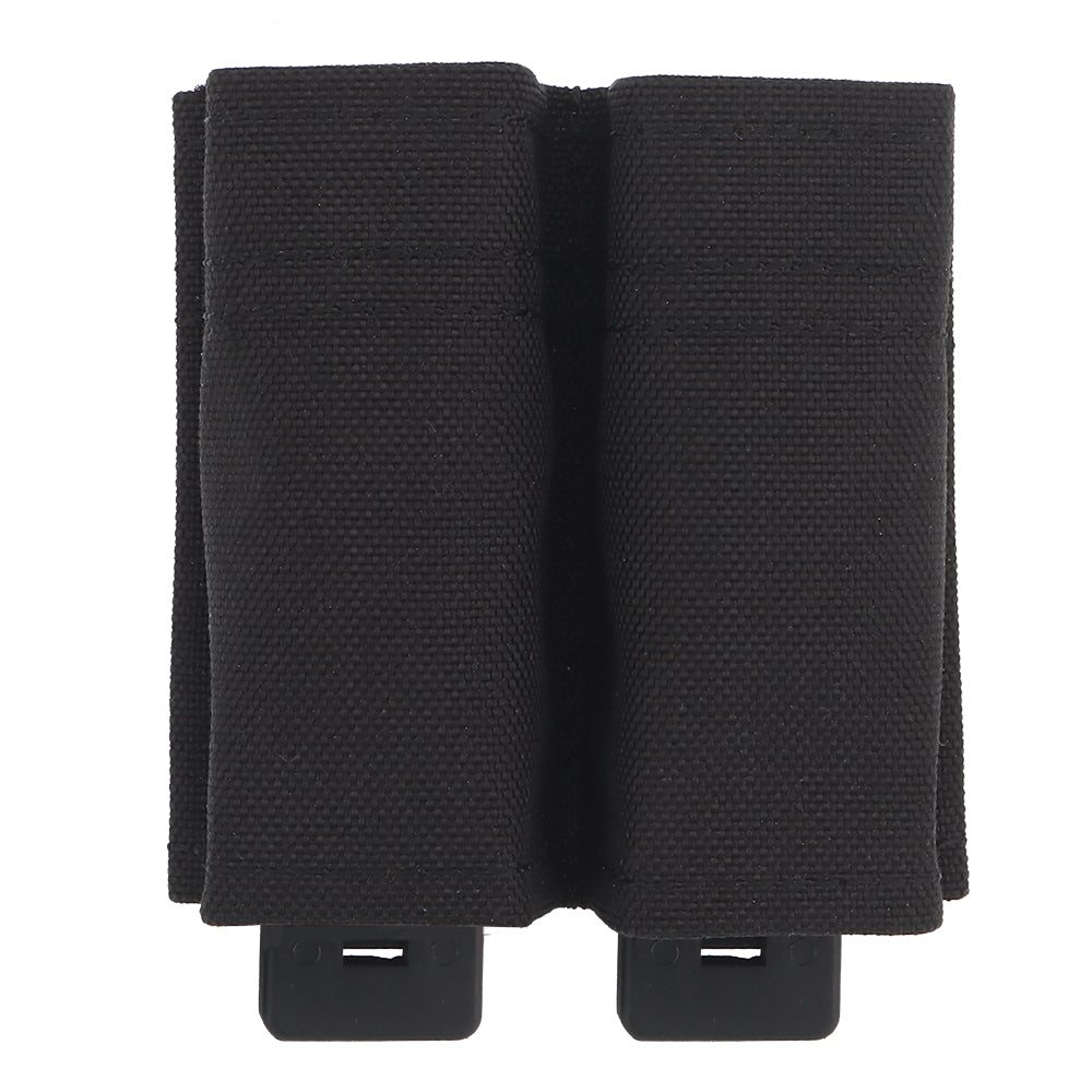 erebus industries swift double pistol magazine pouch, Pistol magazines inserted, Pistol pouch for battle belts, plate carriers and chest rigs, front side in black color