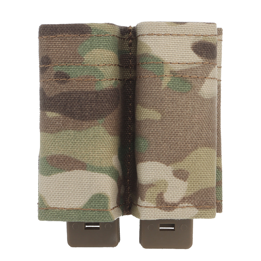 erebus industries swift double pistol magazine pouch, Pistol magazines inserted, Pistol pouch for battle belts, plate carriers and chest rigs, front side in multicam pattern