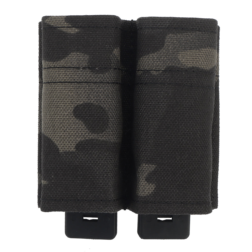 erebus industries swift double pistol magazine pouch, Pistol magazines inserted, Pistol pouch for battle belts, plate carriers and chest rigs, front side in multicam black pattern