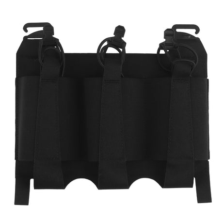 erebus industries urban assaulter triple magazine placard for 556 magazines, for chest rigs and plate carriers, 556 magazines inserted in mag pouch, front side in black color