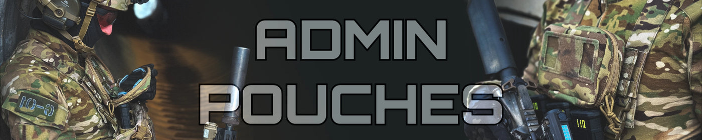 Admin pouches with camouflage gear in the background