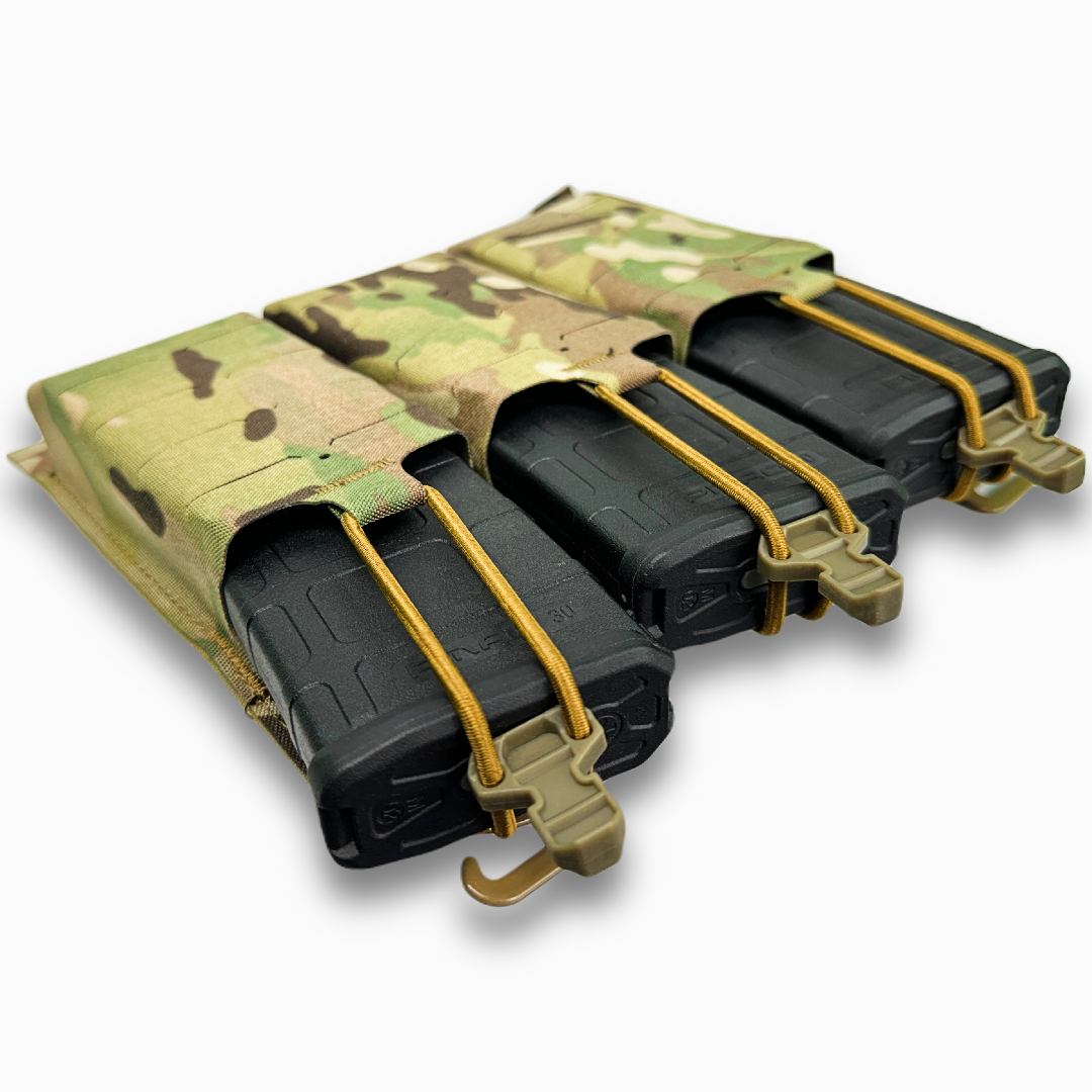 v5 pc placard in multicam 556 magazine pouch with magazine inserted for plate carriers product display close up top