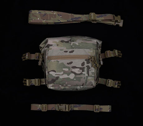 Erebus Industries MKII Expansion Pack in multicam pattern, front view, highlighting included harness and waist strap