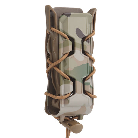 RC Series Single Pistol Mag Pouch in Multicam front – reinforced polymer magazine holder with shock cord retention, MOLLE compatible for tactical belts and chest rigs