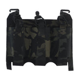 erebus industries urban assaulter triple magazine placard for 556 magazines, for chest rigs and plate carriers, 556 magazines inserted in mag pouch, front side in multicam black pattern